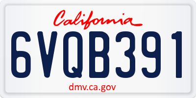 CA license plate 6VQB391