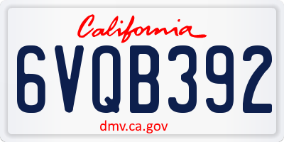 CA license plate 6VQB392