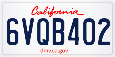 CA license plate 6VQB402