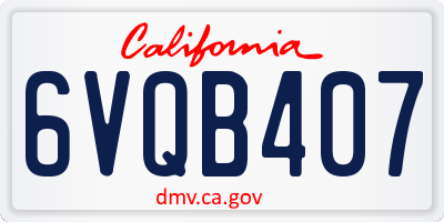 CA license plate 6VQB407