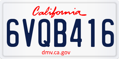 CA license plate 6VQB416