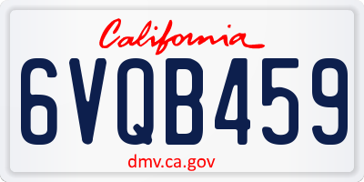 CA license plate 6VQB459
