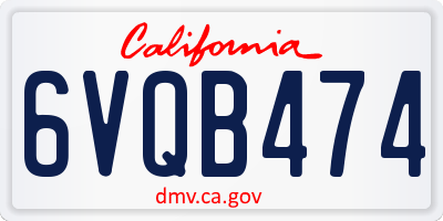 CA license plate 6VQB474