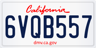 CA license plate 6VQB557