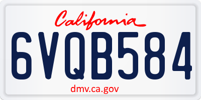CA license plate 6VQB584