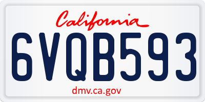 CA license plate 6VQB593