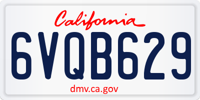 CA license plate 6VQB629