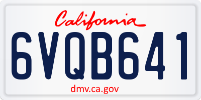 CA license plate 6VQB641