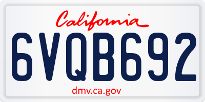 CA license plate 6VQB692