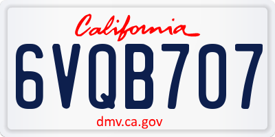 CA license plate 6VQB707