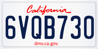 CA license plate 6VQB730