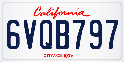 CA license plate 6VQB797