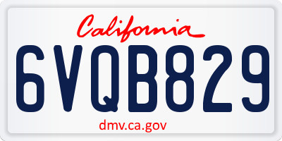 CA license plate 6VQB829