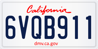 CA license plate 6VQB911