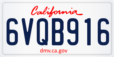 CA license plate 6VQB916