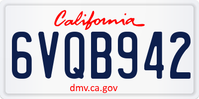 CA license plate 6VQB942