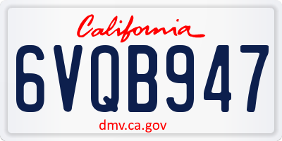 CA license plate 6VQB947