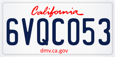 CA license plate 6VQC053