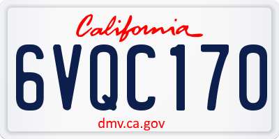 CA license plate 6VQC170