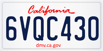 CA license plate 6VQC430