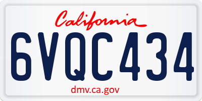 CA license plate 6VQC434