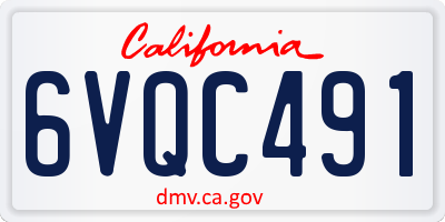 CA license plate 6VQC491