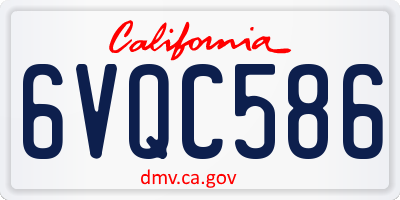 CA license plate 6VQC586