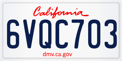 CA license plate 6VQC703