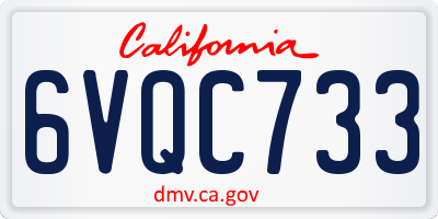 CA license plate 6VQC733