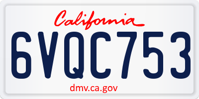 CA license plate 6VQC753