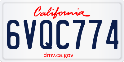 CA license plate 6VQC774