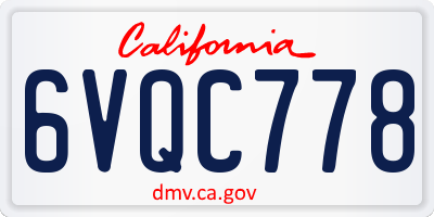 CA license plate 6VQC778