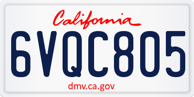 CA license plate 6VQC805
