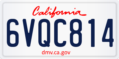 CA license plate 6VQC814