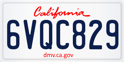 CA license plate 6VQC829