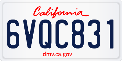 CA license plate 6VQC831