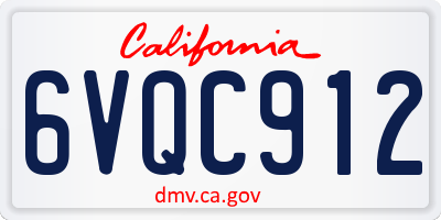 CA license plate 6VQC912