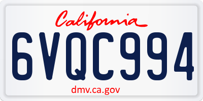 CA license plate 6VQC994
