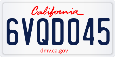 CA license plate 6VQD045