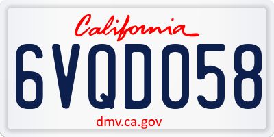 CA license plate 6VQD058