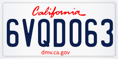 CA license plate 6VQD063