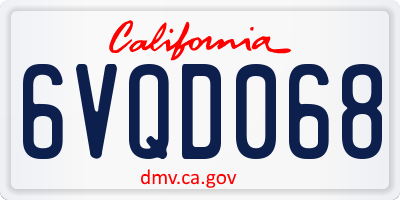 CA license plate 6VQD068