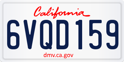 CA license plate 6VQD159