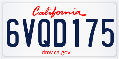 CA license plate 6VQD175