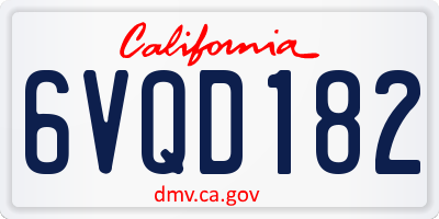 CA license plate 6VQD182