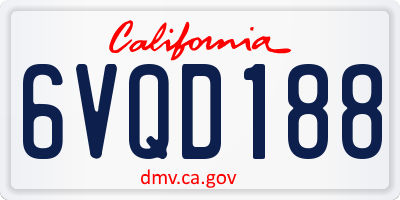 CA license plate 6VQD188