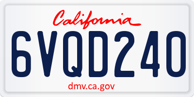 CA license plate 6VQD240