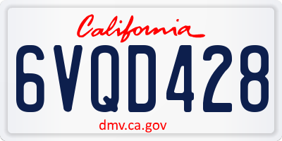 CA license plate 6VQD428
