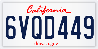 CA license plate 6VQD449