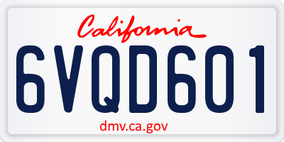 CA license plate 6VQD601